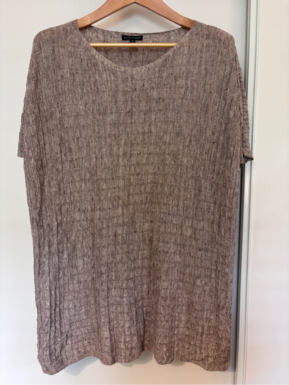 Eileen Fisher Tunic Size XL Waffle Texture Tan Brown Comfort Oversized Timeless - Picture 2 of 10